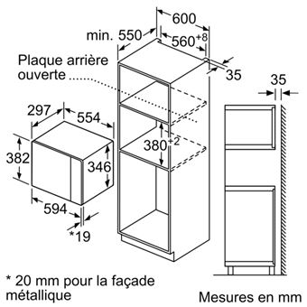 Micro-ondes solo 20l 800w encastrable inox Bosch BFL523MS1F