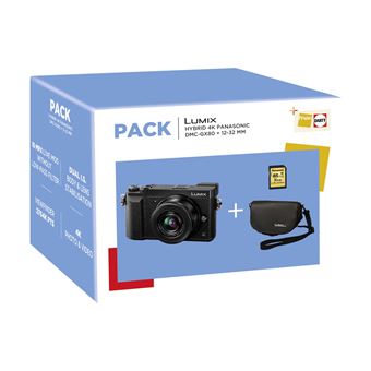 Pack Fnac Hybride Panasonic Lumix DMC-GX80 Noir + Objectif 12-32 mm + Fourre-tout + Carte SD 8 Go - 1