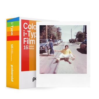 Appareil photo instantané Polaroid Coffret appareil photo instantane  Polaroid Now Black - double pack de films i-Type couleur cadre blanc (16  films) - 006026
