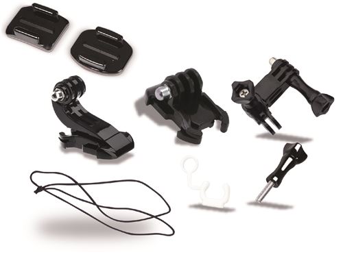 Fixations adhésives plates et incurvées + Bras articulé Movin'CAM Noir pour GoPro Hero7 White, Hero7