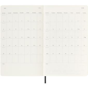 Agenda scolaire Moleskine 2022 2023 Journalier grand format Souple Noir