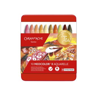 Crayons cires Caran d'Ache Boîte de 10 Pastels Neocolor® II Tons chauds Édition Limitée Beya Rebaï