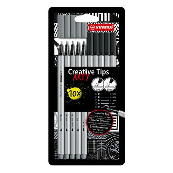 Etui carton 10 Stylos feutres Stabilo Creative Tips Arty - 1