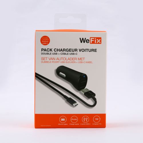 We Chargeur Allume Cigare Double Recharge Avec Câble Micro Usb