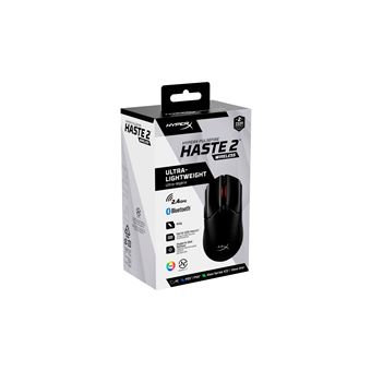 HyperX Pulsefire Haste 2 - Souris - optique - 6 boutons - sans fil, filaire - 2.4 GHz, Bluetooth 5.0 - récepteur sans fil USB - noir