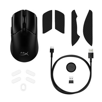 HyperX Pulsefire Haste 2 - Souris - optique - 6 boutons - sans fil, filaire - 2.4 GHz, Bluetooth 5.0 - récepteur sans fil USB - noir