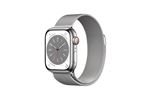 Apple Watch Series 8 GPS + Cellular, boîtier Acier inoxydable argent 41mm avec Boucle Milanaise Argent