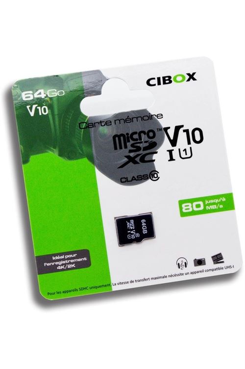 Carte Mémoire Cibox Micro SDXC V10 64 Go