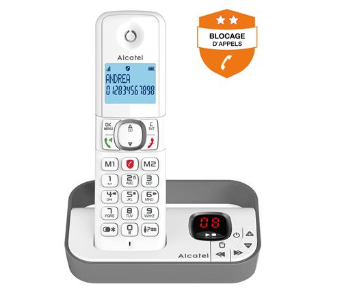 Téléphone fixe sans fil Alcatel Classic F860 Voice Blanc Gris