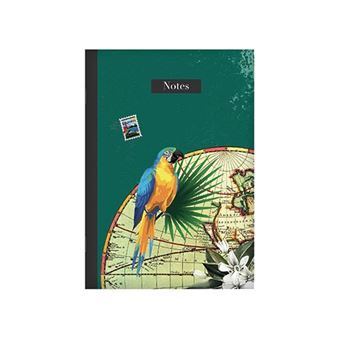 Carnet de notes A6 Kiub Voyage Perroquet et Fleurs Vert