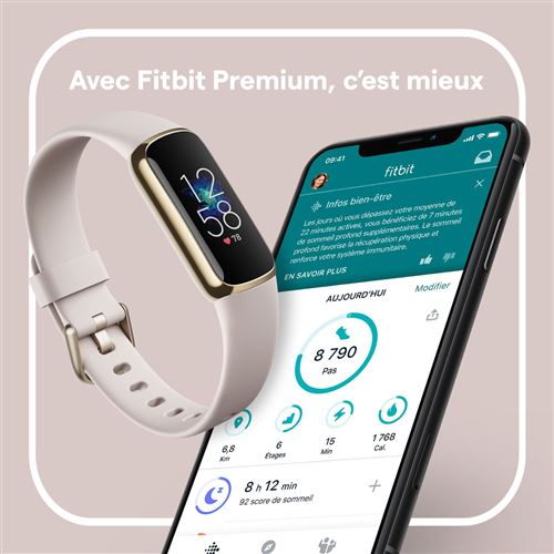 Bracelet connecté Fitbit Luxe Bracelet Blanc lunaire et acier
