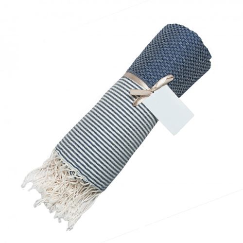 Fouta Febronie Nid d'abeille Ibiza Bleu Jean
