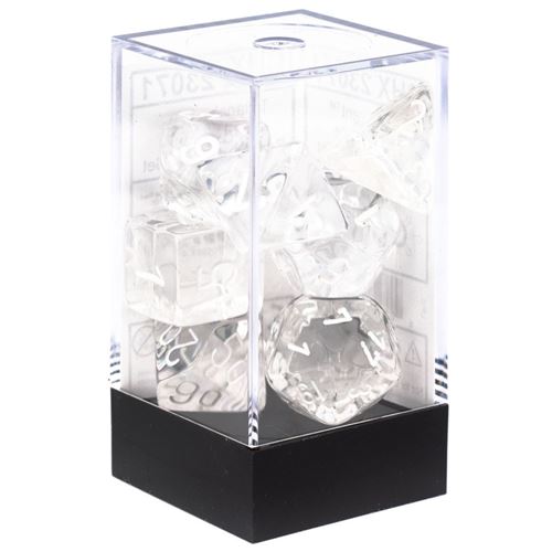 Jeu de rôles Chessex Set de 7 dés Transparent et Blanc