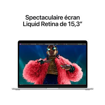 Apple MacBook Air 15,3'' 512Go SSD 16Go RAM Puce M3 CPU 8 cours GPU 10 cours Argent Nouveau