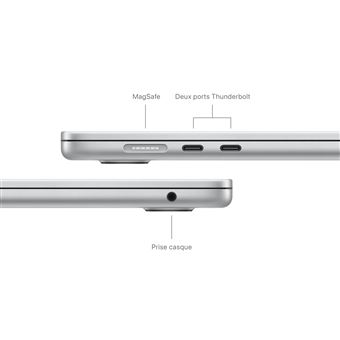 Apple MacBook Air 15,3'' 512Go SSD 16Go RAM Puce M3 CPU 8 cours GPU 10 cours Argent Nouveau