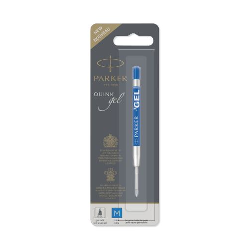 PARKER recharge bille gel, pointe moyenne, bleue, blister X 1