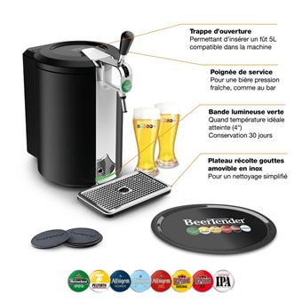 Pompe à bière KRUPS YY4809FD Beertender® Compact, Tireuse + Accessoires 65 W Noir/chrome