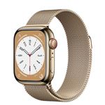 Apple Watch Series 8 GPS + Cellular, boîtier Acier inoxydable or 41mm avec Boucle Milanaise Or