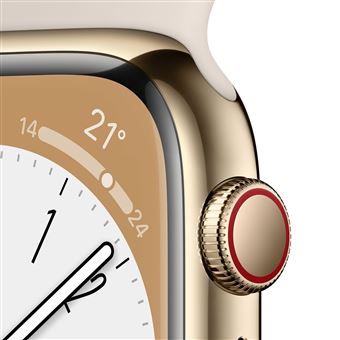 Apple Watch Series 8 GPS + Cellular, boîtier Acier inoxydable or 41mm avec Boucle Milanaise Or