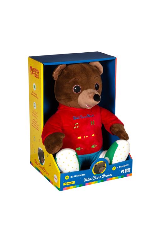 Gipsy Toys Peluche musicale Petit Ours Brun - Conteur dhisoires 28 cm