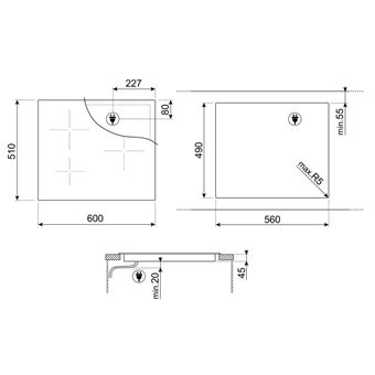 Smeg Universale SI1M7643B - Table de cuisson à induction - 4 plaques de cuisson - Niche - largeur : 56 cm - profondeur : 49 cm - noir - avec avant biseauté