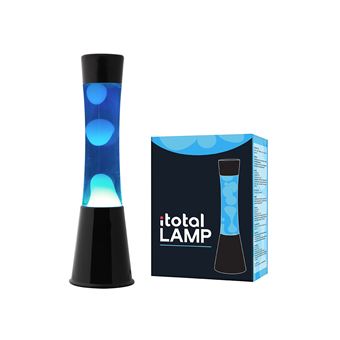 Lampe à poser Itotal Lave Base Noire Liquide Bleu Cire Blanche 30 W 40 cm