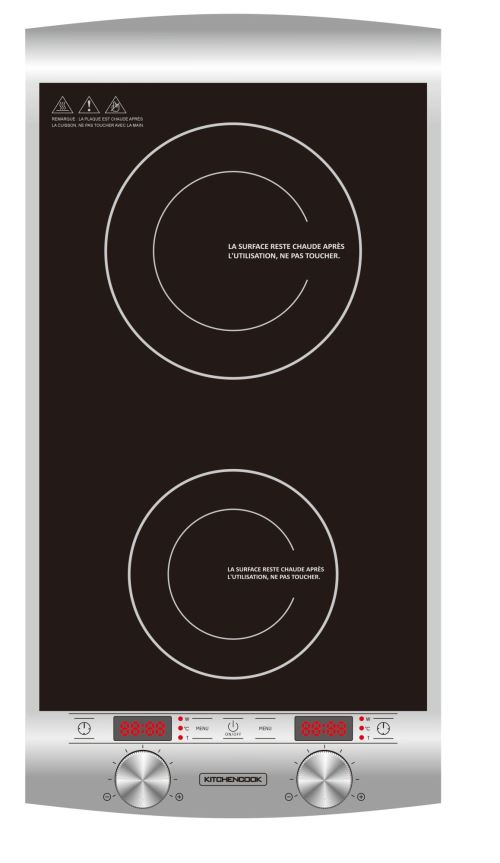 Double plaque de cuisson a` Induction Kitchen Cook 2900 W Inox