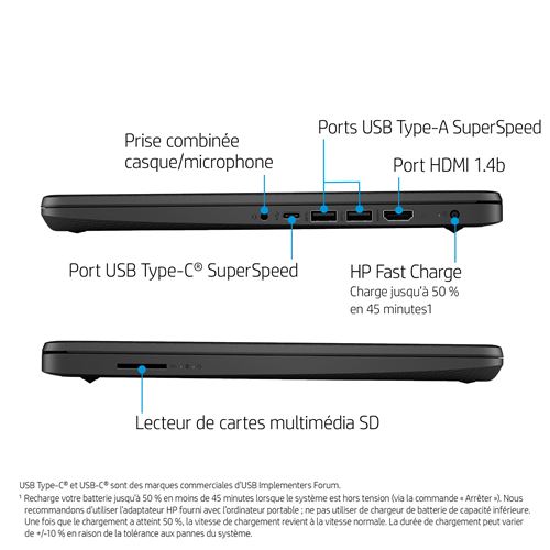 HP 14S-DQ0035NF- PC portable 14 - Intel Celeron N4020 dual - 4 Go RAM - 64GO eMMC Pas Cher | Bureau Vallée