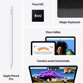 Apple iPad Air 11" Puce Apple M2 128 Go Mauve Wifi 6 ème génération 2024