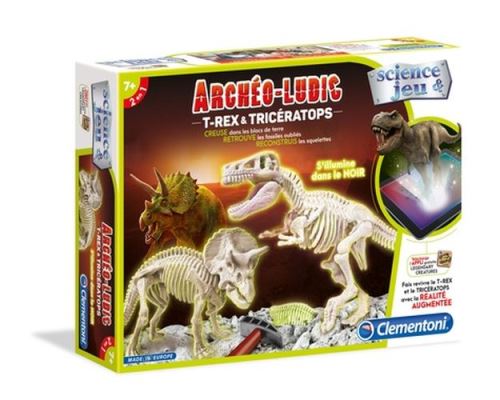 Jeu Clementoni Archéo-Ludic T-Rex et Tricératops, Fluorescent