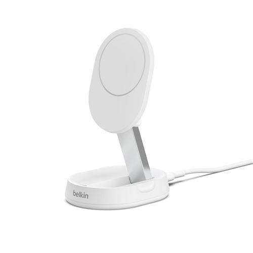 Support de recharge sans fil magnétique et pliable Belkin BoostCharge Pro blanc