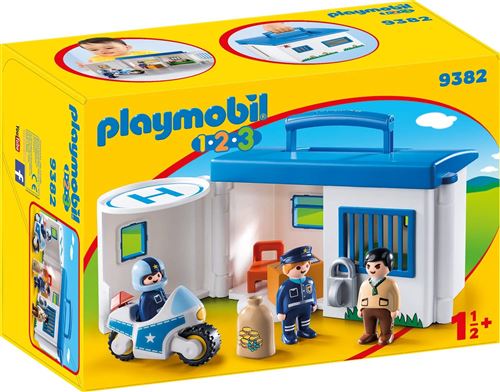 Playmobil 1.2.3 9382 Commissariat De Police Transportable