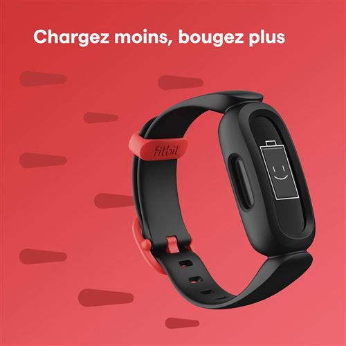 Bracelet connecté Fitbit Ace Bracelet Sport Noir et rouge