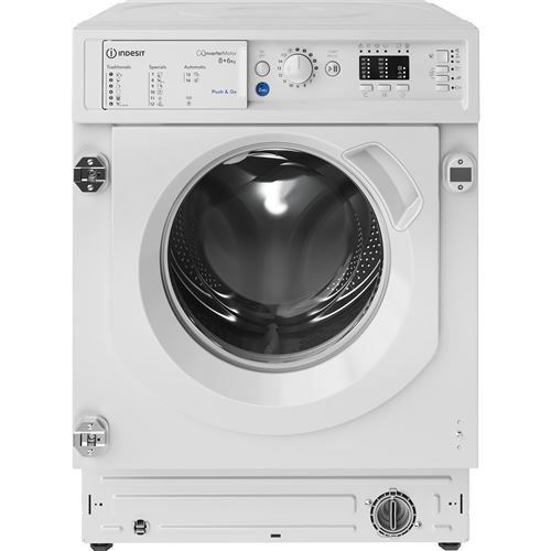Indesit Lavante-Sechante Tout Integrable, Innex, 8 + 6 Kg, 1400 Trs, Classe Energie D/B, 70Db, 58L, Moteur Induction, Led Premium 3/6/9H, Push&Go