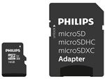 Carte mémoire Philips MicroSDHC 16 Go avec adaptateur SD Noir