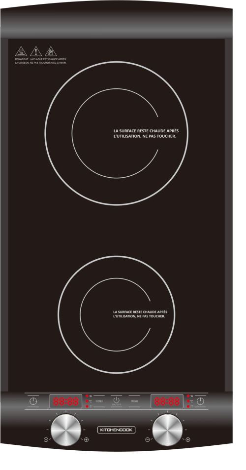 Double plaque de cuisson a` Induction Kitchen Cook 2900 W Noir