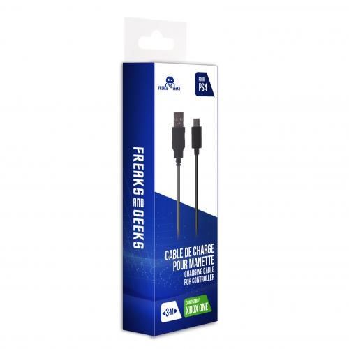 Câble recharge Freaks And Geeks Micro USB Noir pour Manette PS4 et Xbox One 3 m
