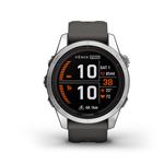 Montre connectée Garmin Fenix 7S Pro Solar Edition 42mm Acier Silver avec bracelet silicone Gris