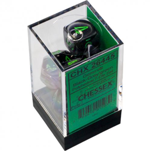 Jeu de rôles Chessex Set de 7 dés Gemini Gris et Vert - Chessex