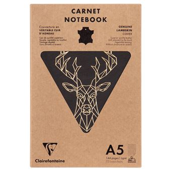 Carnet Clairefontaine Cuir A5 Forest Cerf Noir