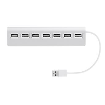 Hub USB T'nB USB-A Aluminium vers 7 X USB-A Blanc et Gris