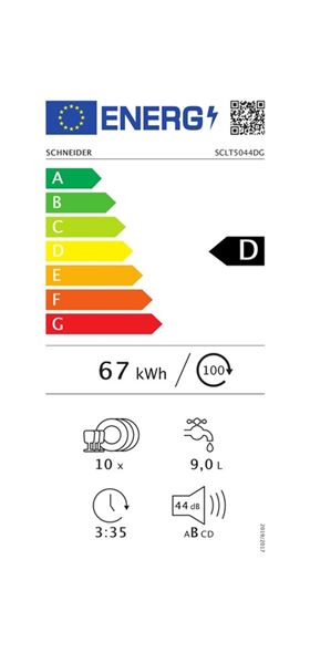 SCLT5044DG - Lave-vaisselle tout intégrable 45 cm avec charnières à glissières, 10 couverts, 44 dB, tiroir à couverts