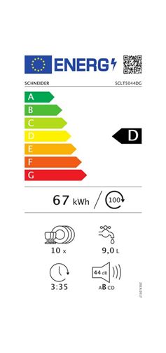 SCLT5044DG - Lave-vaisselle tout intégrable 45 cm avec charnières à glissières, 10 couverts, 44 dB, tiroir à couverts
