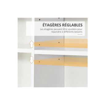 HOMCOM Étagère Rangement CD/DVD Meuble de Rangement pour 1116 CDs 33  Compartiments réglables en Hauteur Blanc