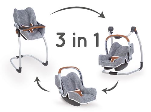 Chaise haute Smoby 3 en 1 Bébé Confort Gris