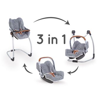 Chaise haute Smoby 3 en 1 Bébé Confort Gris - Accessoire poupée - Achat &  prix