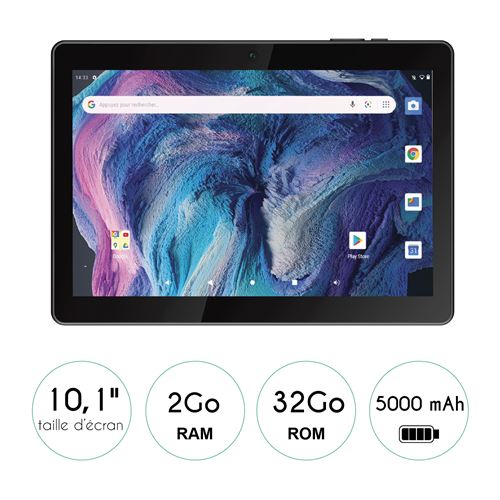 Tablette Tactile 10.1" Android 4Go RAM 64Go Stockage Wi-Fi Bluetooth Double Caméra Google Play