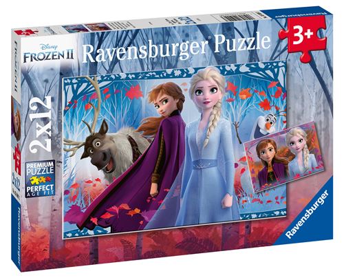 Puzzles 2 x 12 pièces : Voyage vers 'inconnu La Reine des 2 Frozen 2 Ravensburger France - vue 5