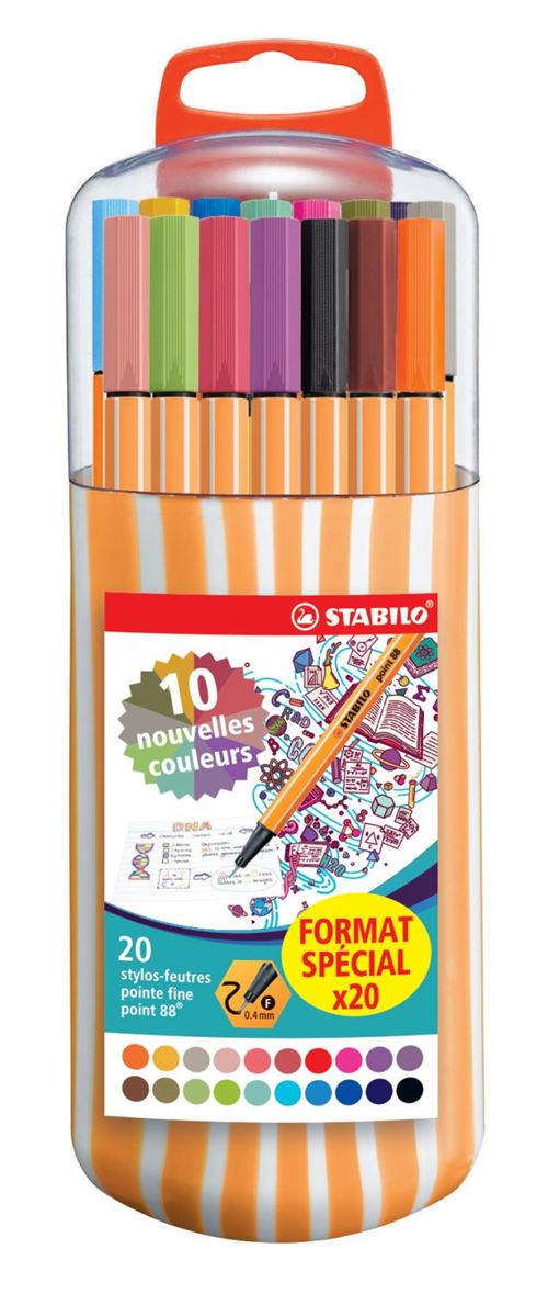 Set 20 stylos feutres Stabilo Point 88