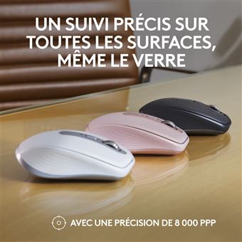 Logitech MX Anywhere 3S - Souris - optique - 6 boutons - sans fil - Bluetooth - récepteur USB Logitech Logi Bolt - rose